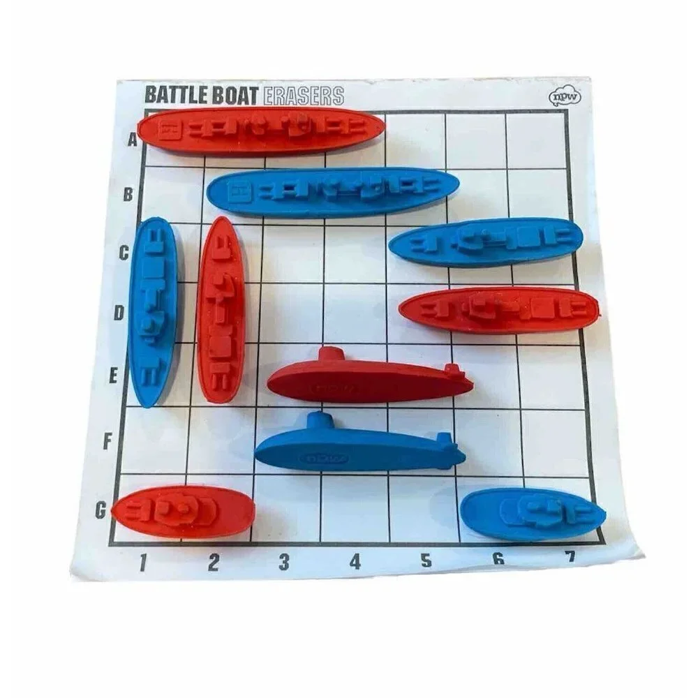 Battle Boat Erasers Game Set by NPW Battleships Naval Ships Preowned